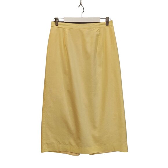 Adolfo Studio Womans 14 Skirt Yellow Linen Cotton lined Midi Career Preppy - Picture 1 of 13
